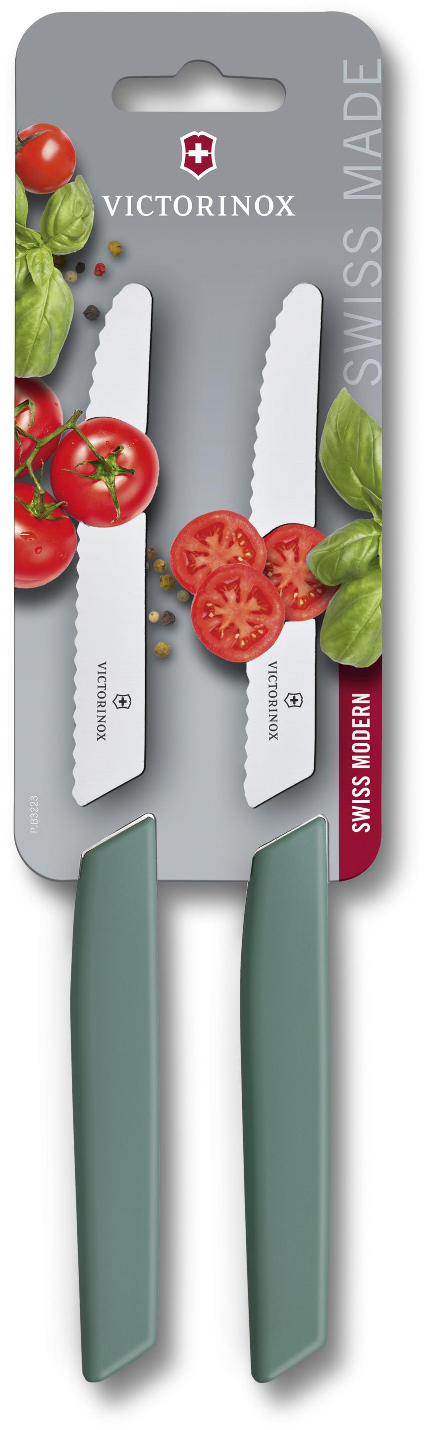 Victorinox Swiss Modern Sada 2 nožov na paradajky šalviovo zelená