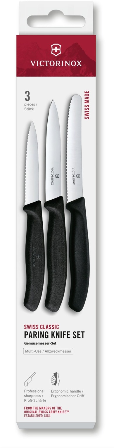 Victorinox Súprava nožov na zeleninu 3 ks – čierna