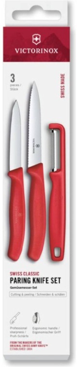 Victorinox Sada nožov so škrabkou 3 ks – červená