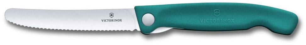 Victorinox Skladací desiatový nôž Swiss Classic, vlnkované ostrie zelený