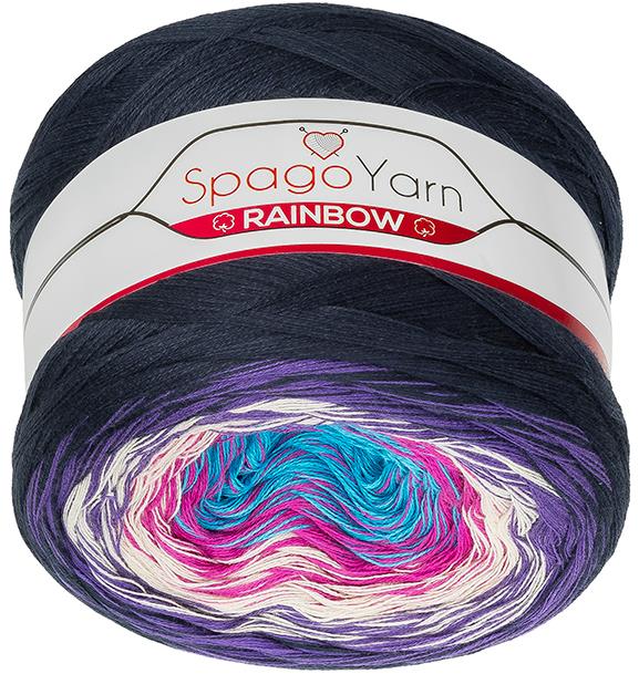 BELLATEX SpagoYarn Rainbow 250 g – 9 fialová, ružová, tyrkys