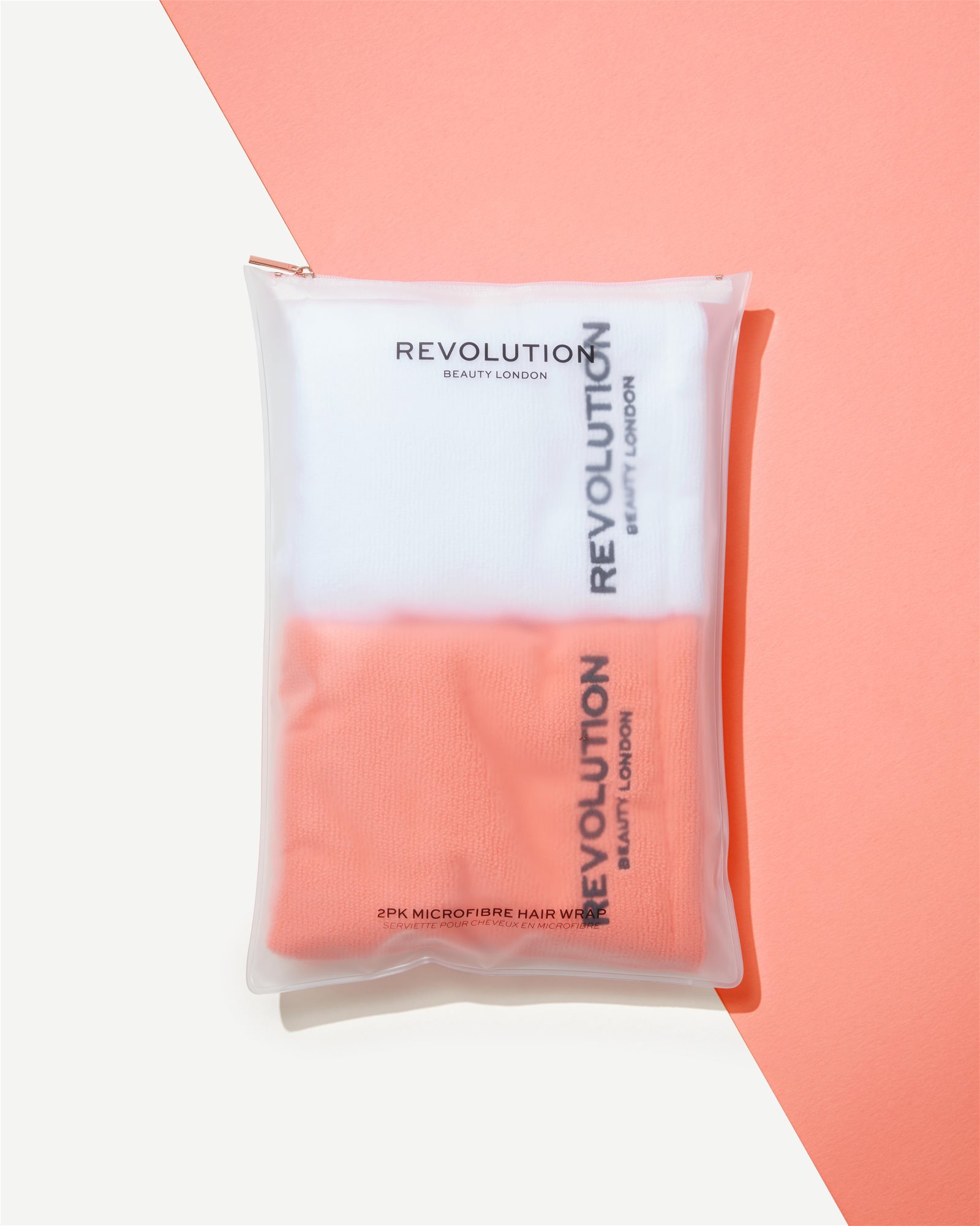 REVOLUTION HAIRCARE 2pk Plain Microfibre Hair Wraps – Coral/White