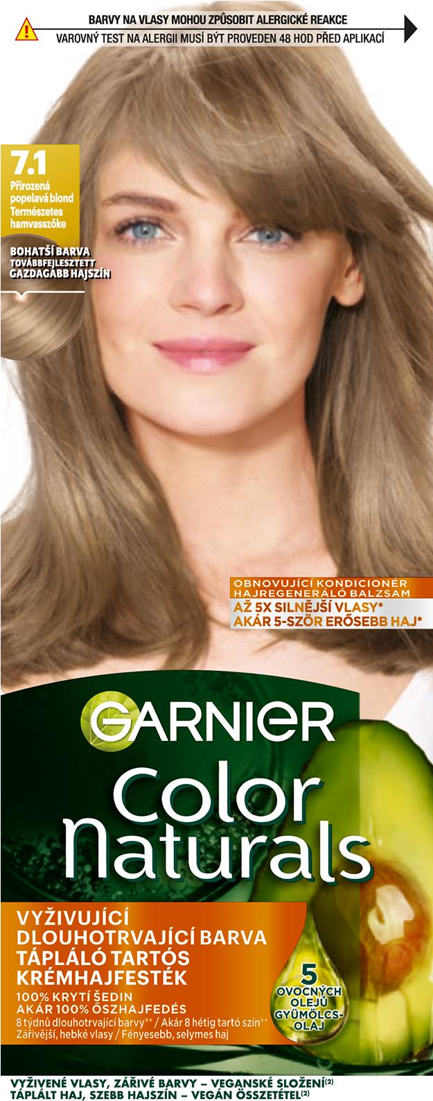 GARNIER Color Naturals permanentná farba na vlasy 7,1 Prirodzená popolavá blond, 60 + 40 + 12 ml