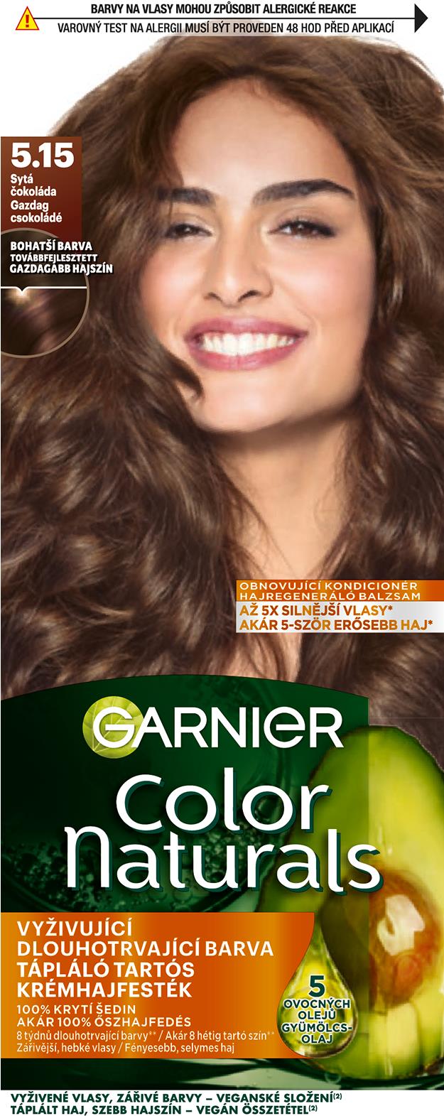 GARNIER Color Naturals permanentná farba na vlasy 5.15 Sýta čokoládová, 60 + 40 + 12 ml
