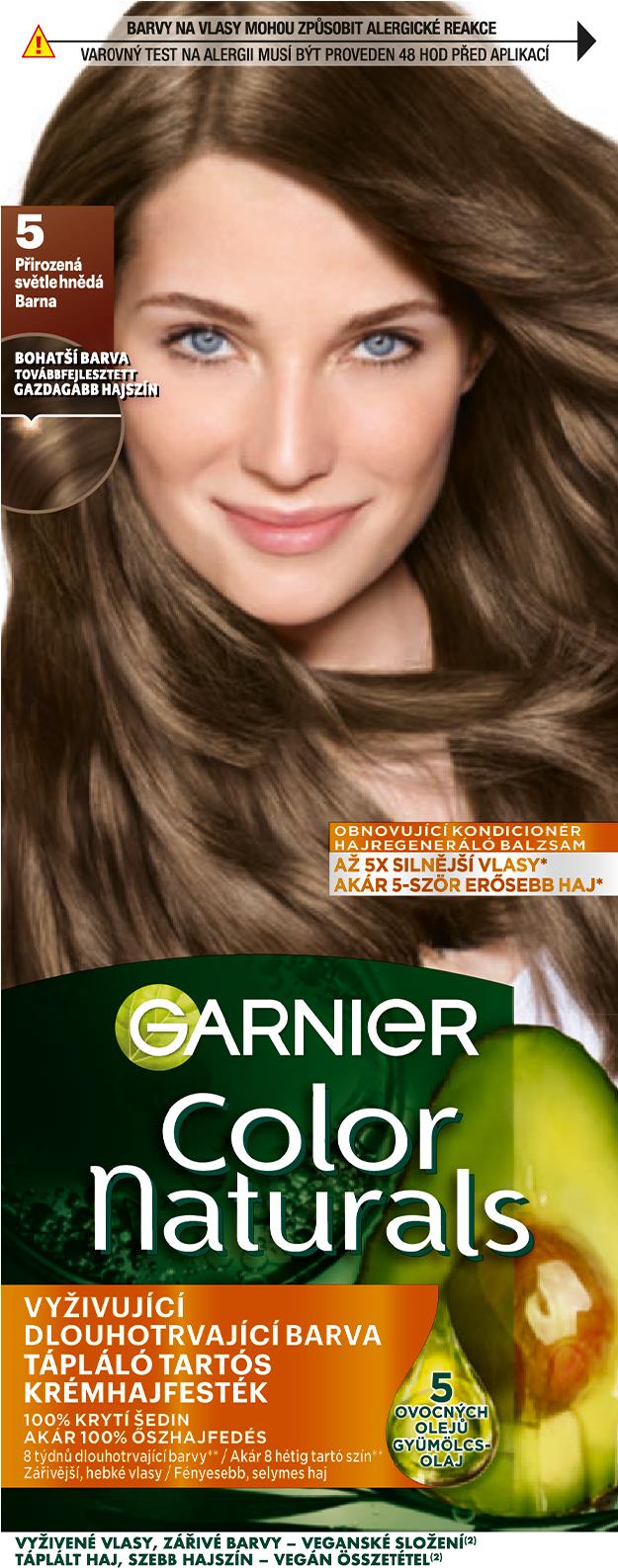 GARNIER Color Naturals permanentná farba na vlasy 5 Prirodzená svetlo hnedá, 60 + 40 + 12 ml