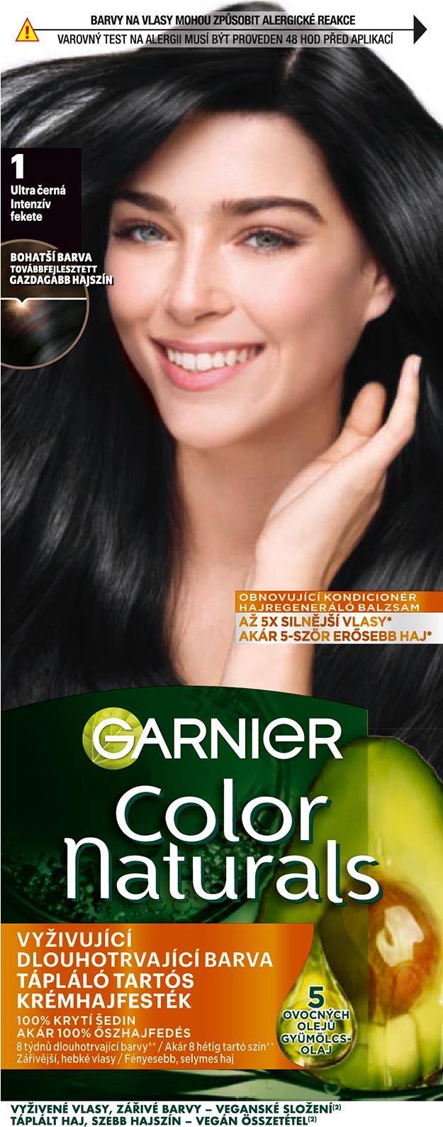 GARNIER Color Naturals permanentná farba na vlasy 1 Ultra čierna, 60 + 40 + 12 ml
