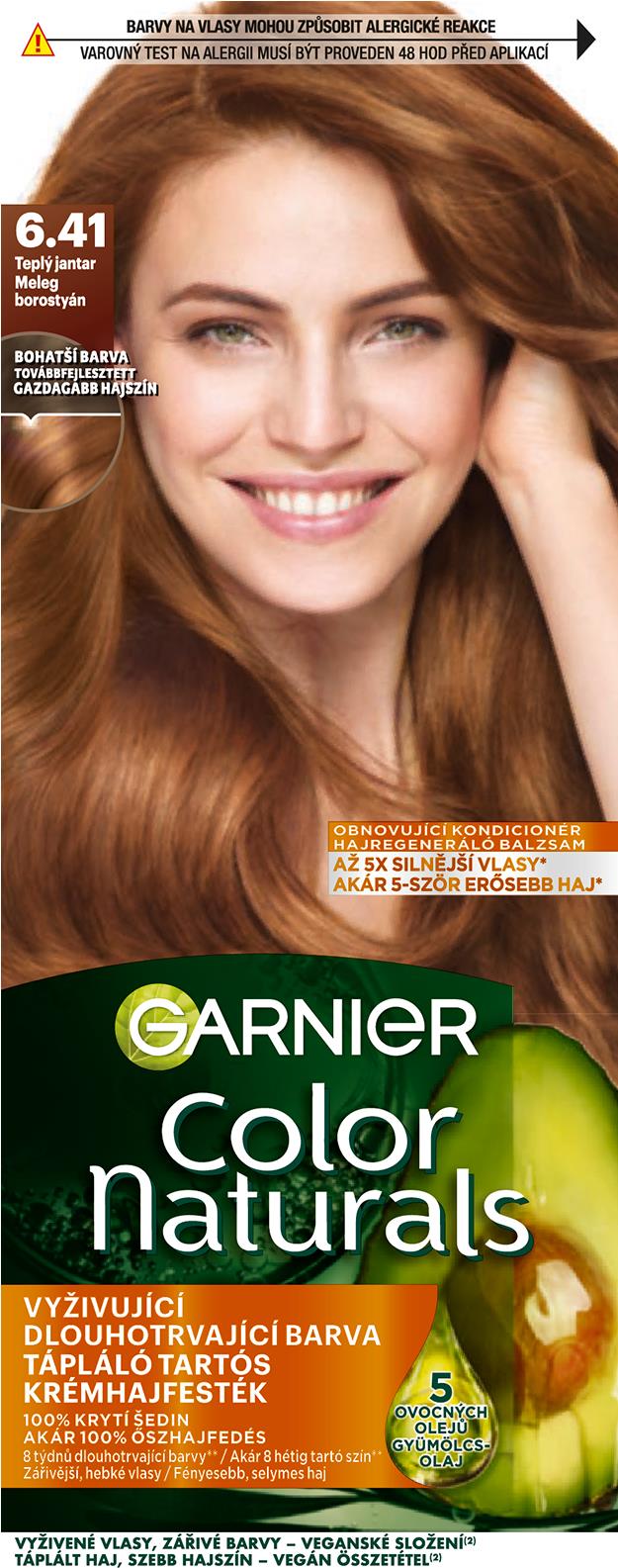 GARNIER Color Naturals permanentná farba na vlasy 6.41 Teplý jantár, 60 + 40 + 12 ml