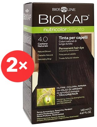 BIOKAP Nutricolor Delicato Brown Gentle Dye 4.00 (2× 140 ml)