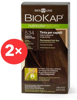 BIOKAP Nutricolor Delicato Honey Chestnut Gentle Dye 5.34 (2× 140 ml)