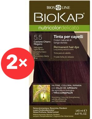 BIOKAP Nutricolor Delicato Mahogany Light Brown Gentle Dye 5.50 (2× 140 ml)