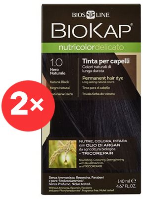 BIOKAP Nutricolor Delicato Natural Black Gentle Dye 1.00 (2× 140 ml)