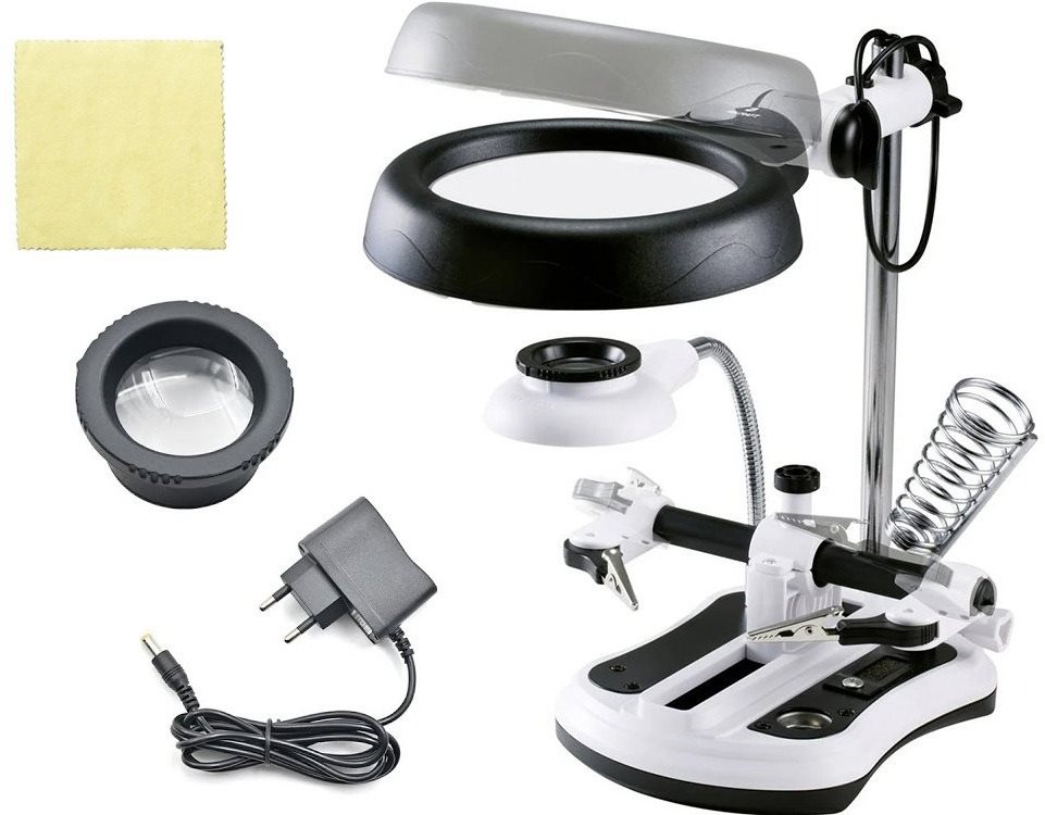 Verk 09163 držiačik s lupou-tretia ruka, 18× LED