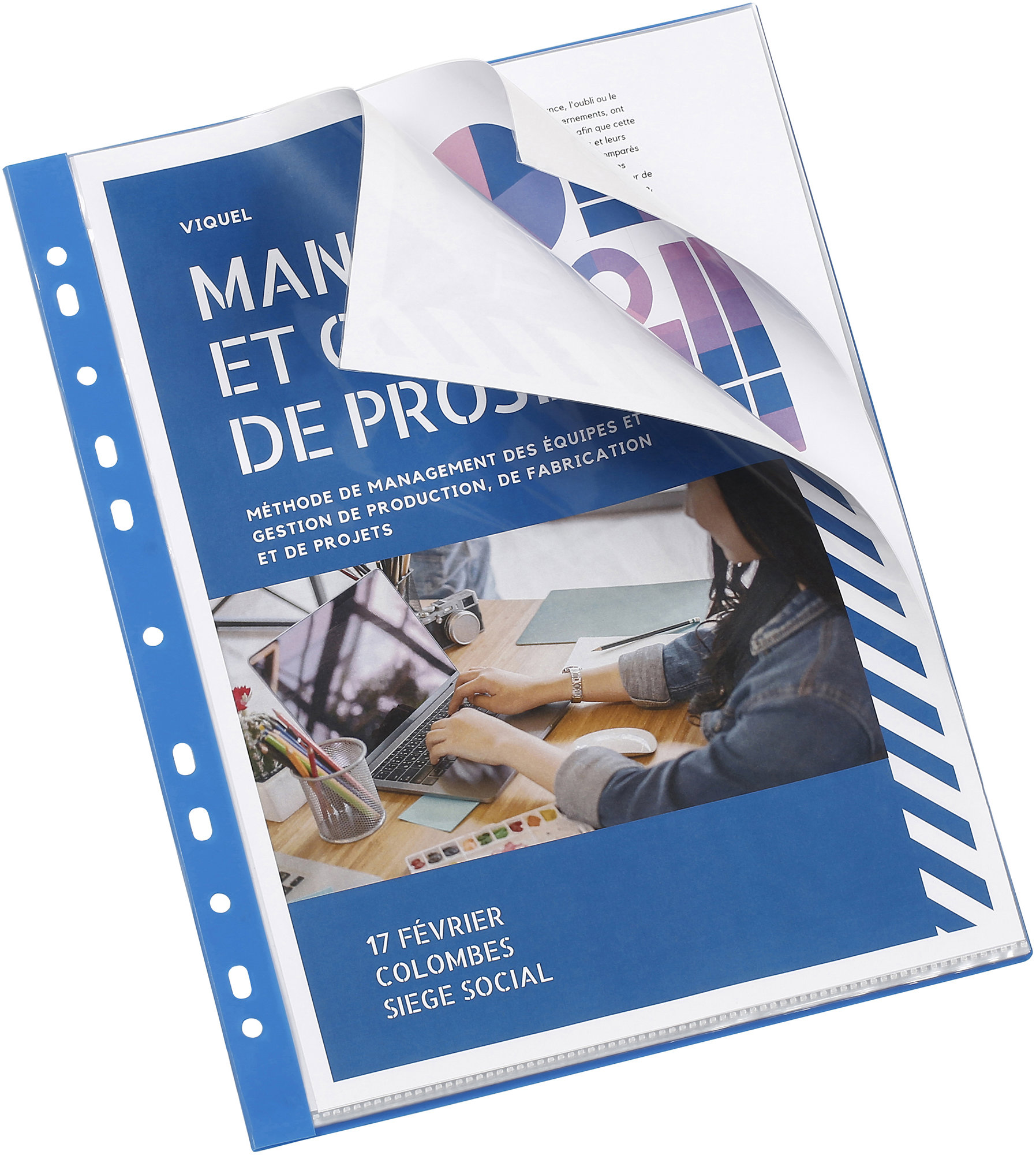 VIQUEL závesná prospektová kniha 20 vreciek, modrá