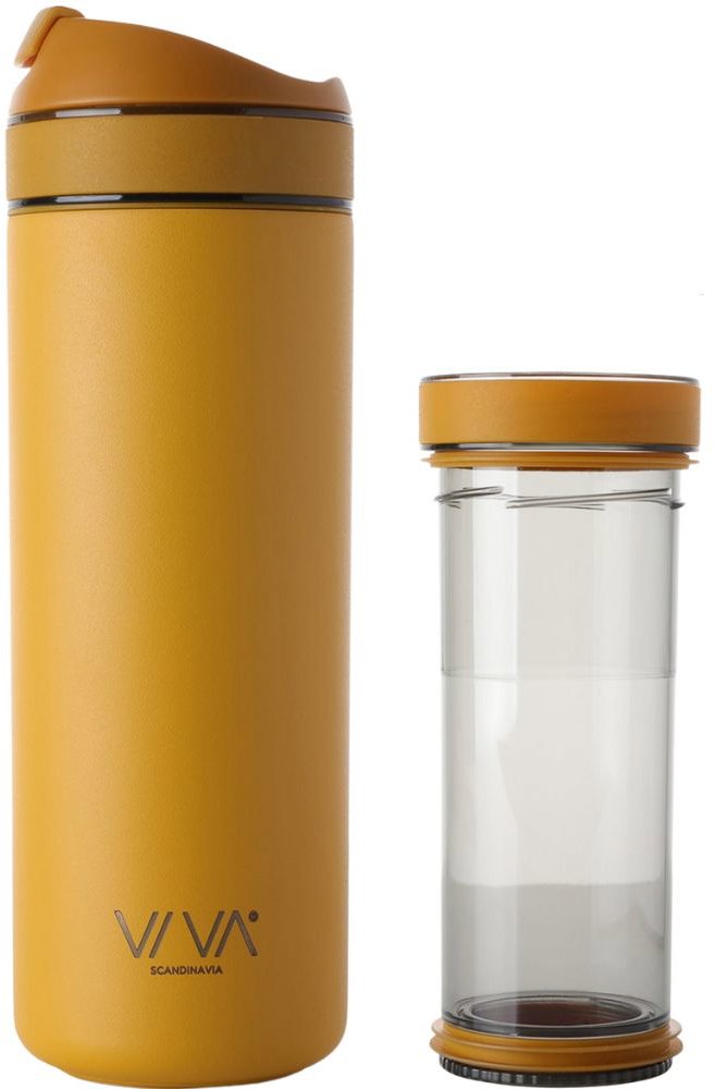 VIVA SCANDINAVIA RECHARGE ANYTIME Termohrnček s infuzérom 460 ml horčicovo žltý
