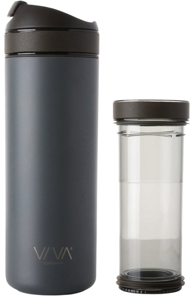 VIVA SCANDINAVIA RECHARGE ANYTIME Termohrnček s infuzérom 460 ml tmavosivýý