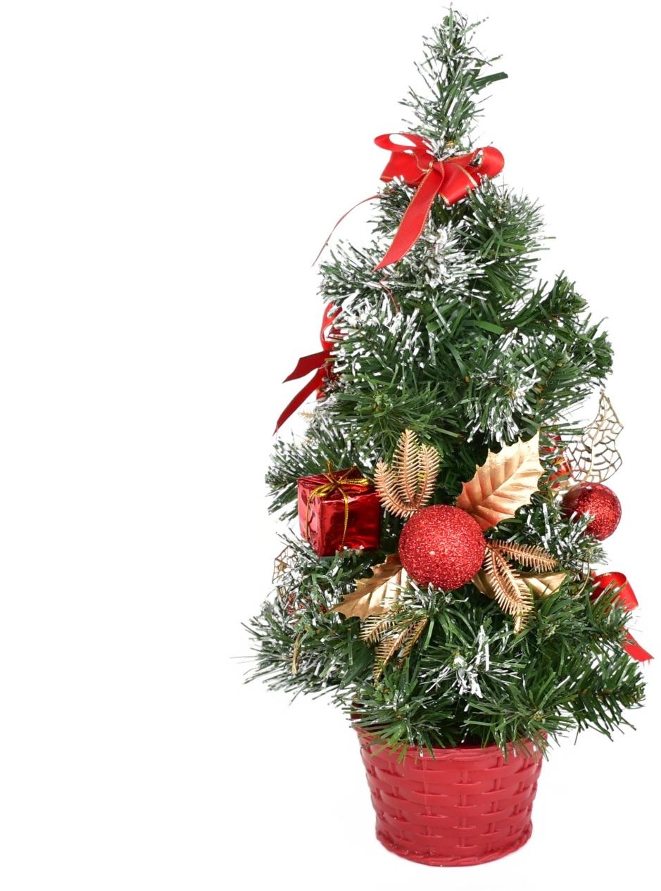 DOMMIO Vianočný stromček ozdobený – červený, 35 cm