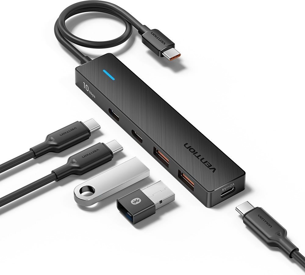 Vention 5-in-1 USB-C to 3× USB-C/2× USB 3.2 Gen 2 10G Hub 0.15M Black