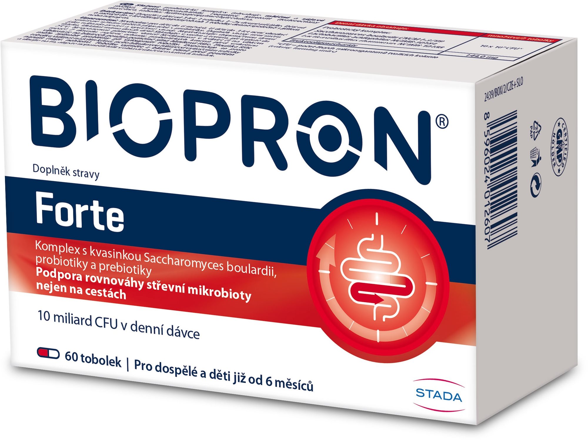 Biopron Forte, probiotiká a prebiotiká na cesty alebo pri hnačke, 60 kapsúl