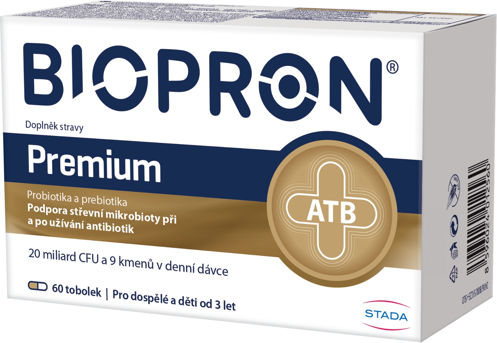 Biopron Premium, probiotiká a prebiotiká pri a po užívaní antibiotík, 60 kapsúl