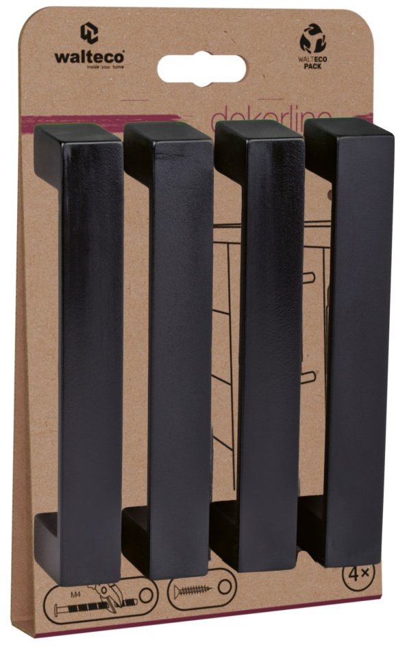 Walteco Set nábytkových úchytek Torino rozteč 128 mm, ABS, matné černé, 4 ks