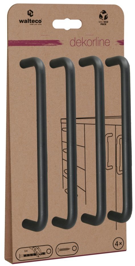 Walteco Set nábytkových úchytek Gissi rozteč 160 mm, matné černé, 4 ks