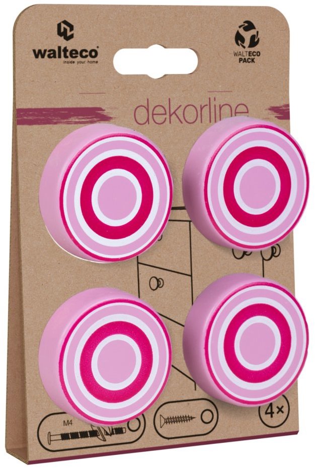 Walteco Set nábytkových knopek, kroužky růžové, průměr 40 mm, 4 ks