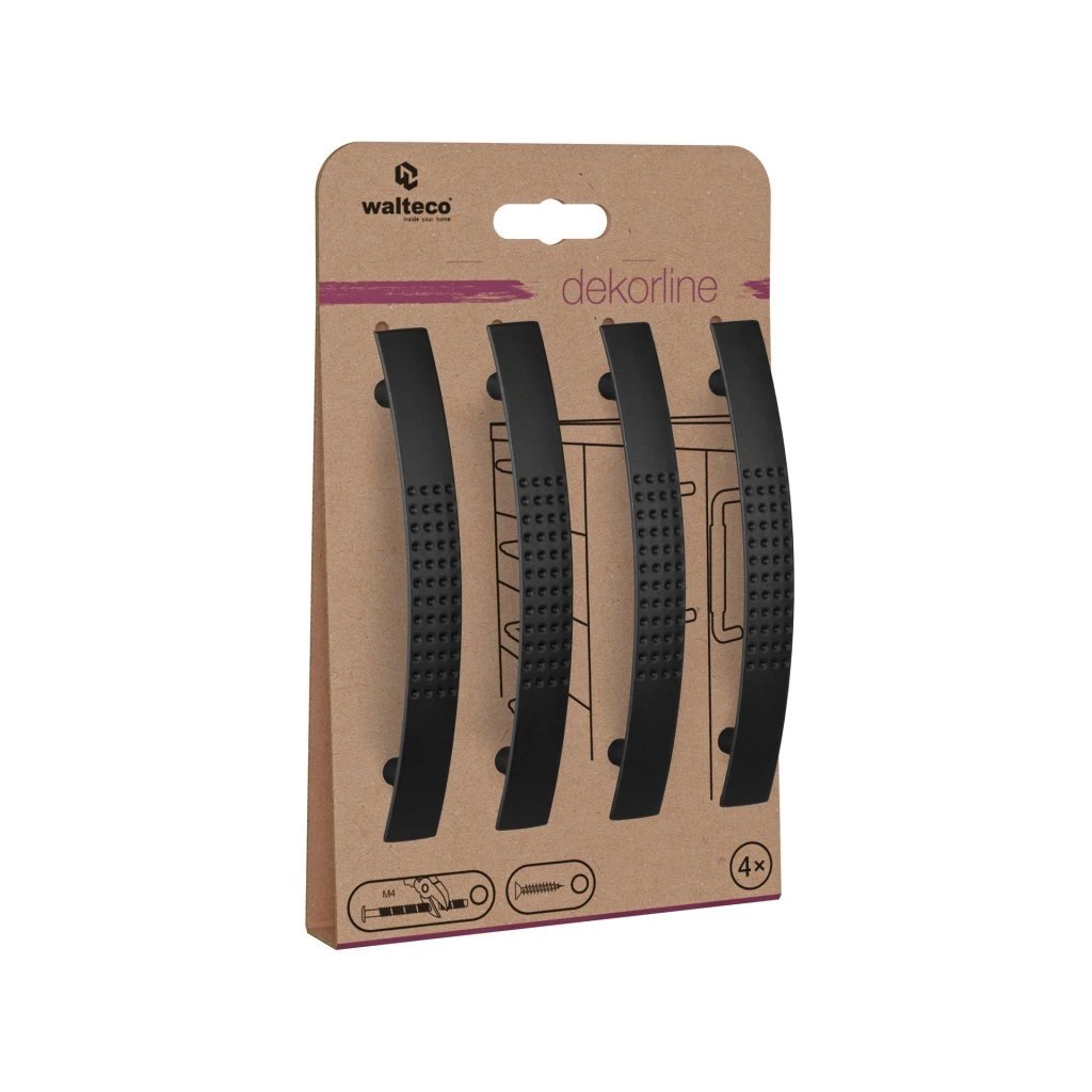 Walteco Portos Set nábytkových úchytek rozteč 96 mm, matná černá, 4 ks