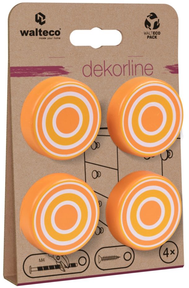 Walteco Set nábytkových knopek, kroužky oranžové, průměr 40 mm, 4 ks