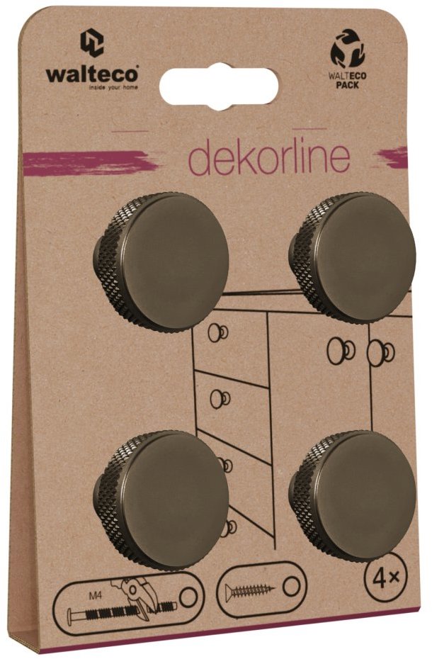 Walteco Set nábytkových knopek Dieren, průměr 30 mm, aluminium elox, hnědé, 4 ks