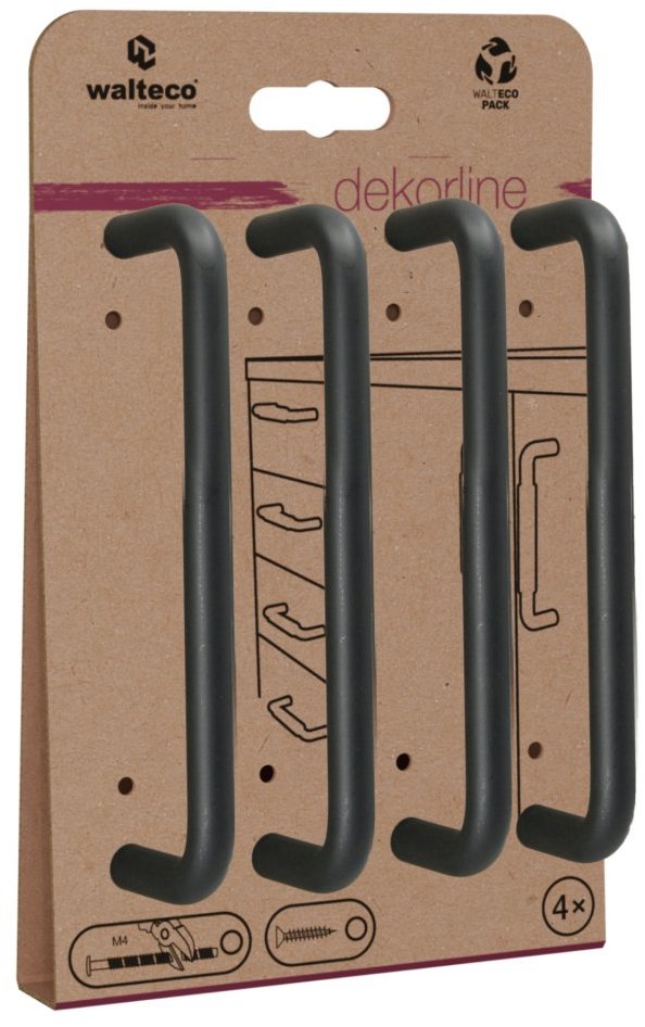Walteco Set nábytkových úchytek Gissi rozteč 128 mm, matné černé, 4 ks