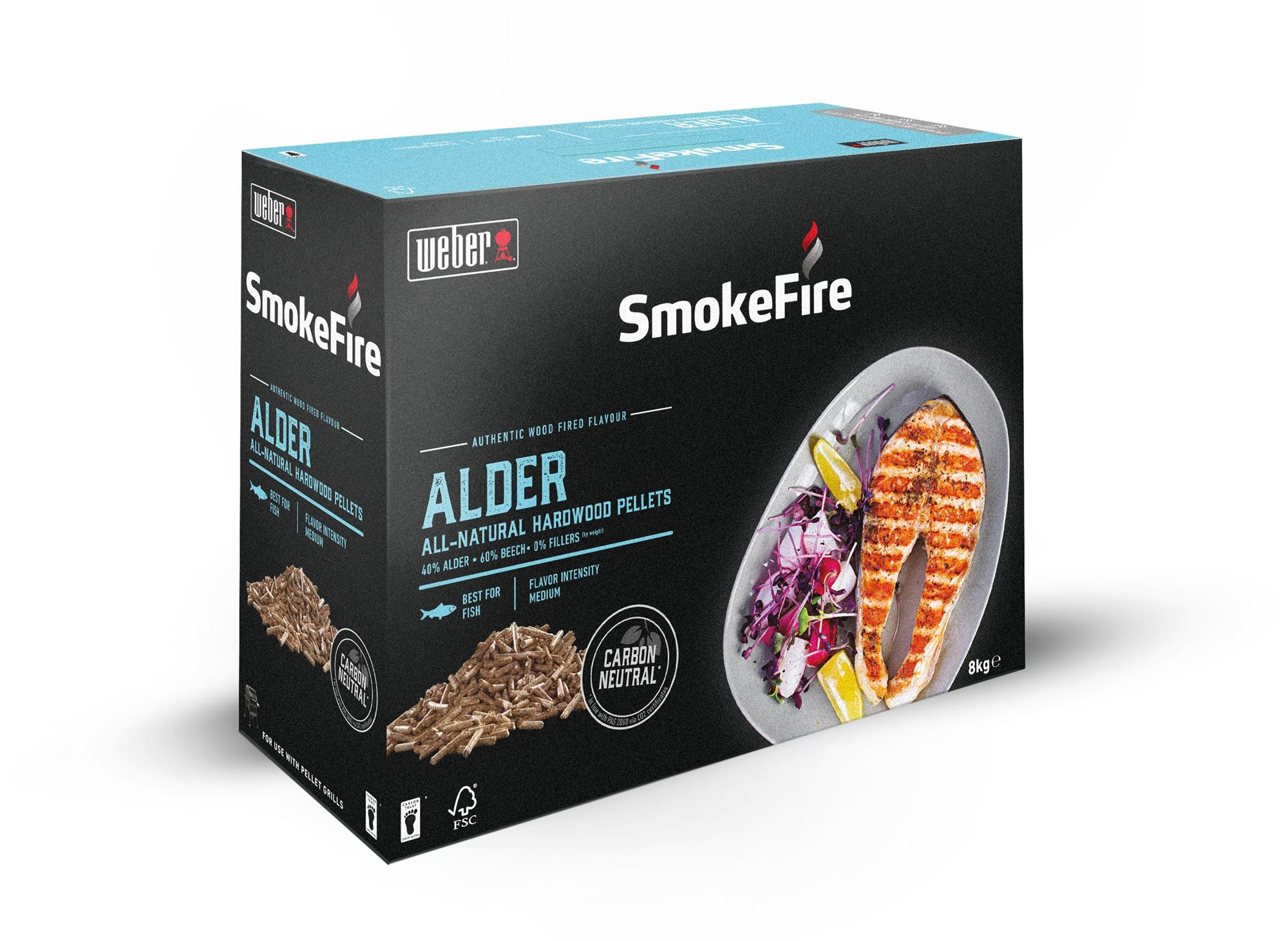 WEBER Drevené prírodné pelety jelša, 8 kg (vhodné na ryby)
