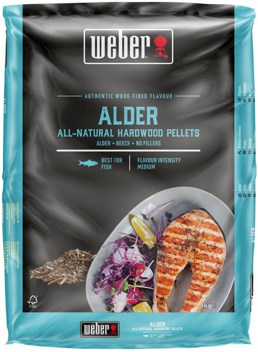 WEBER – Drevené pelety, jelša, 8 kg (vhodné pre ryby)