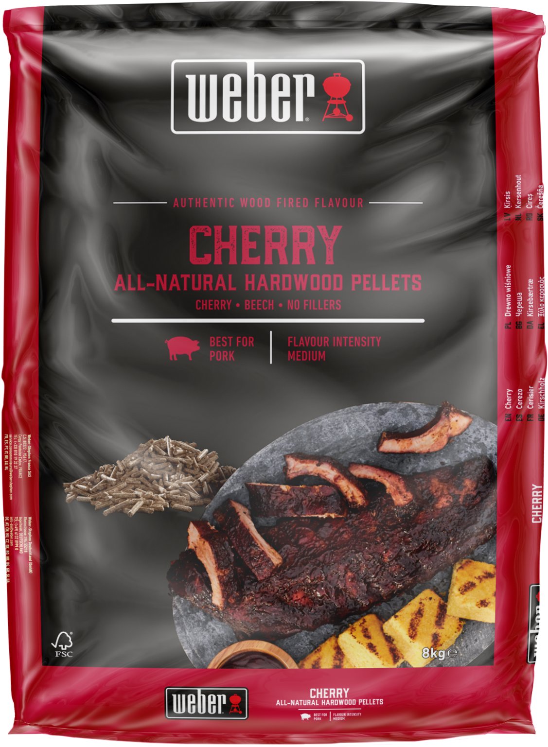 WEBER Drevené pelety čerešňa, 8 kg (vhodné pre bravčové)