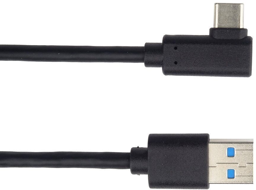 PremiumCord Kábel USB typ C/M zahnutý konektor 90° - USB 3.0 A/M, 3 m