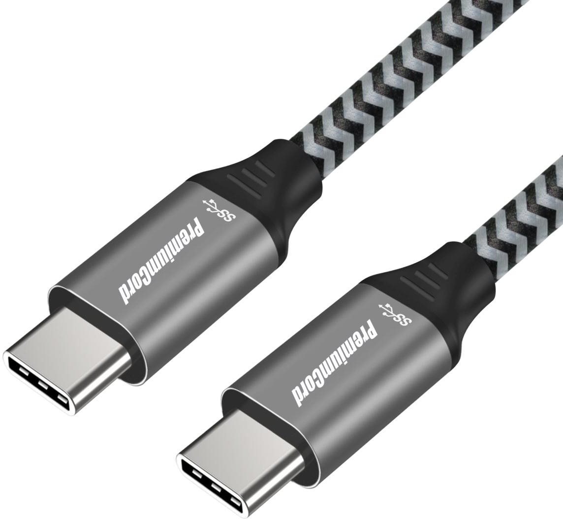 PremiumCord Kábel USB 3.2 Gen 1 USB-C male – USB-C male, bavlnené opletenie 1 m