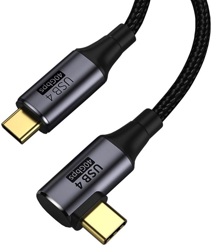 PremiumCord USB4™ Gen 3×2 40Gbps 8K@60Hz 240W Thunderbolt 3 zahnutý kábel 0,8 m
