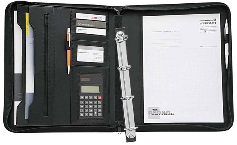 WEDO spisové A4, syntetická koža, so zipsom, čierne