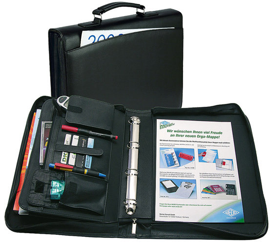 WEDO spisové A4, syntetická koža, s uchom a zipsom, čierne