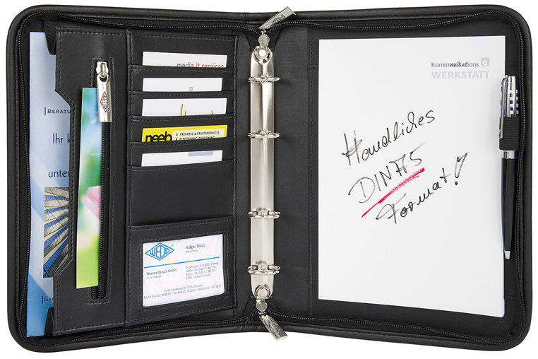 WEDO spisové A5, syntetická koža/tkanina, so zipsom, čierne