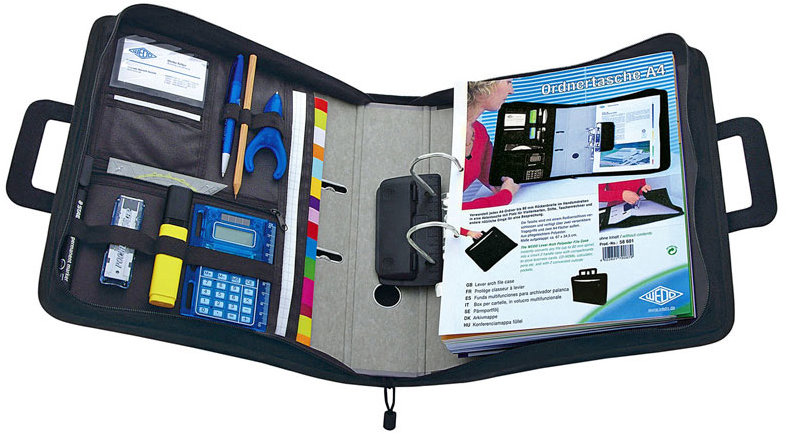 WEDO spisové A4, tkanina, so zipsom, čierne