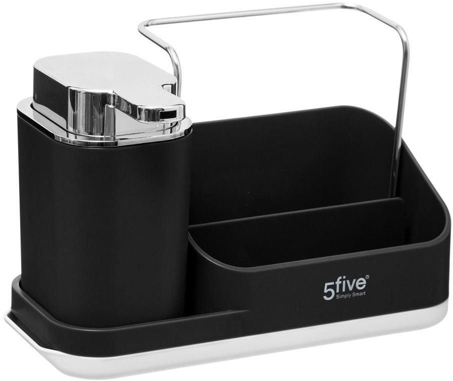 5five Simply Smart dávkovač saponátu s priehradkou, čierny