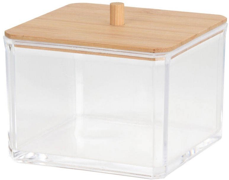 Eleganza Transparentní organizér do koupelny s bambusovým víkem
