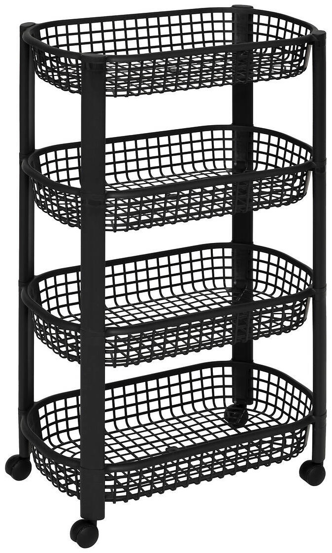 5five Simply Smart Basket Kuchynský vozík na kolieskach, plastový, 46,5 × 25,5 × 79 cm, čierny