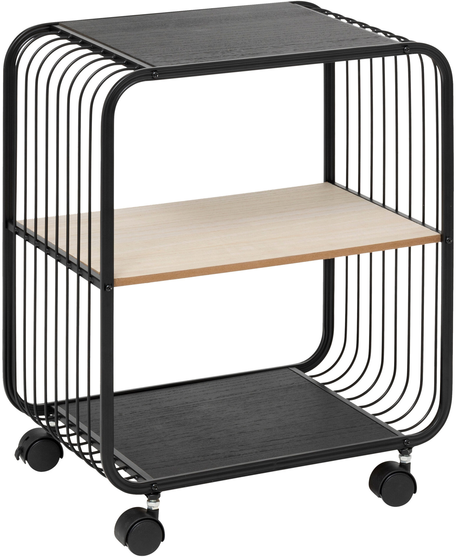 5five Simply Smart Noir Mobilná polička, 2 úrovne, kovová, 43,3 × 28 × 53 cm, čierna