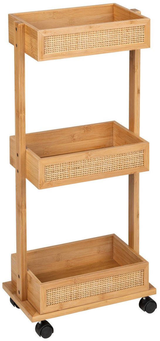 Wenko Allegre Bamboo Kúpeľňový regál na kolieskach, 3 police