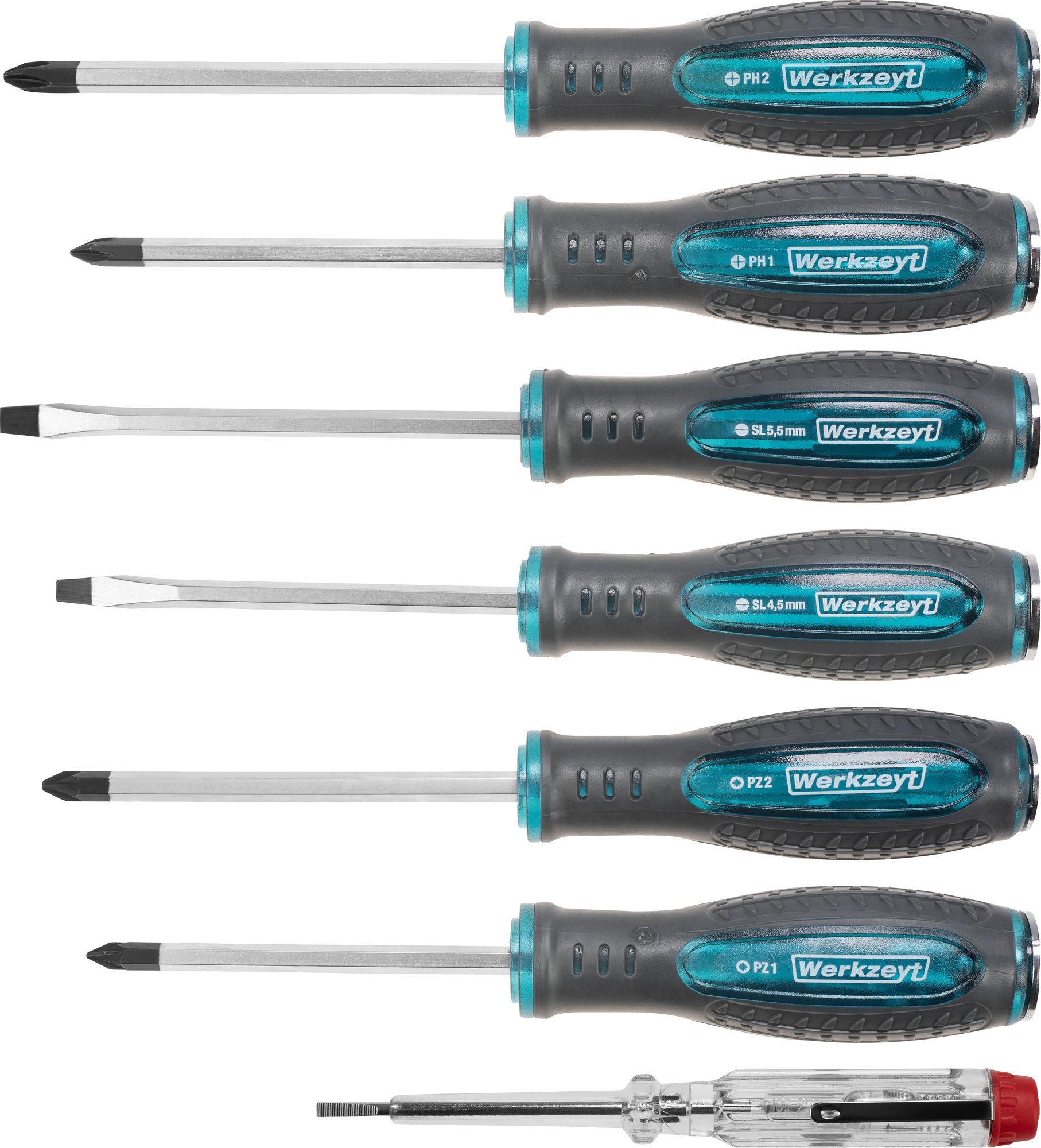 WERKZEYT Súprava úderových skrutkovačov + skúšačka napätia, 7-dielna