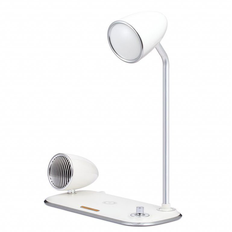 WG Retro Kathie LED, s bezdrôtovým nabíjaním a bluetooth speakerom, biela