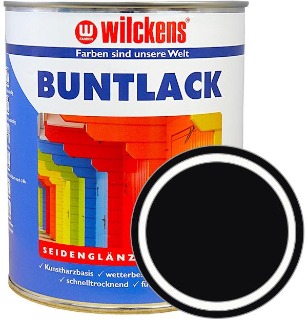 Wilckens Nemecká syntetická vrchná farba pololesk Buntlack Seidenglaenzend čierna