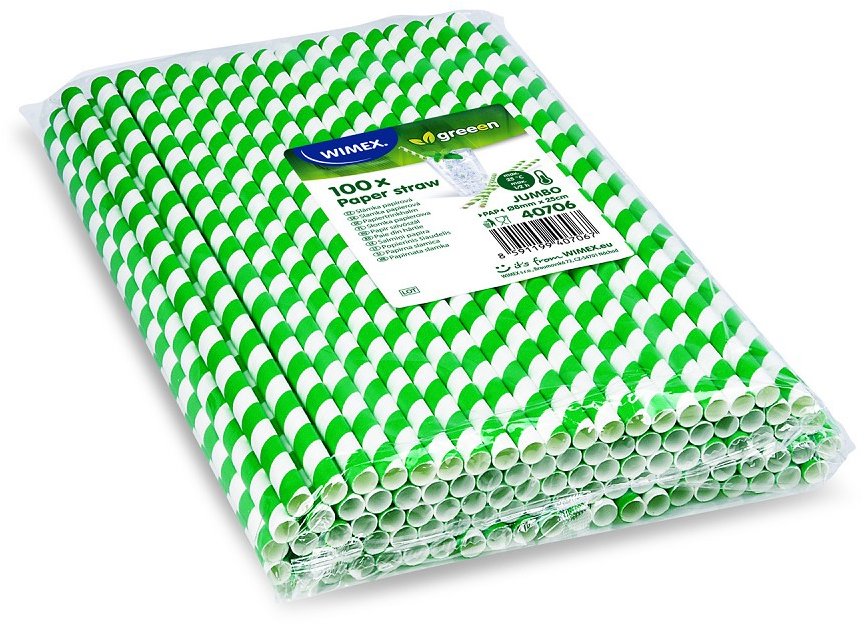 Wimex Papírové brčko Spirála 8 × 25 cm, zelené - 100 ks