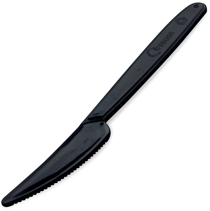 Wimex Plastový nůž 18,5 cm, znovupoužitelný, černý - 50 ks